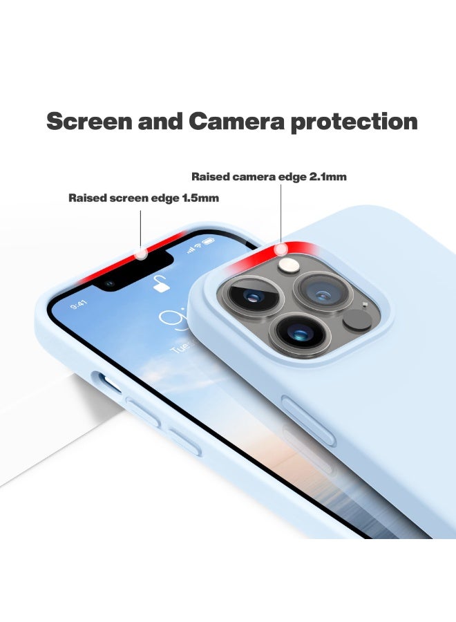 متوافق مع غطاء هاتف iPhone 12 Pro Max مقاس 6.7 بوصة، غطاء نحيف من السيليكون السائل، 4 طبقات من المطاط الهلامي الناعم، غطاء حماية للهاتف مقاوم للصدمات مع بطانة من الألياف الدقيقة المضادة للخدش (أزرق فاتح) - Image 3